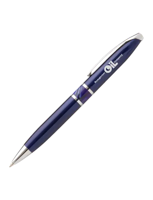 Illusion Navy Pen - Black Ink w/Bumgarner Oil Logo