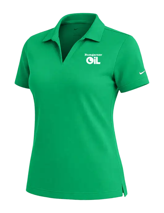 NIKE Kelly Green Womens Dri-Fit Micro Pique Polo w/Bumgarner Oil Logo