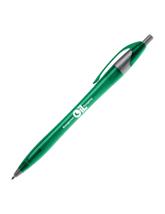 Novella Translucent Green/Silver Jewel Pen - Blue Ink w/Bumgarner Oil Logo