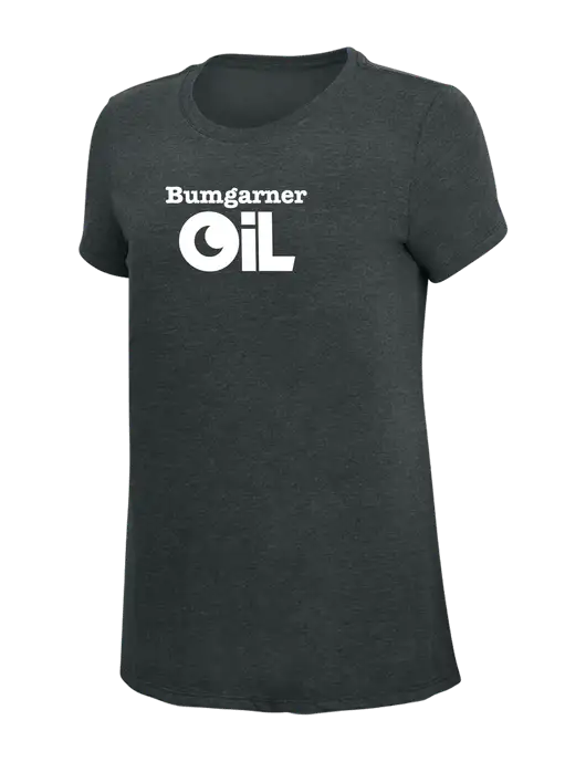 Womens Simply Soft Black Frost 4.5oz Poly/Combed Ring Spun Cotton T-Shirt w/Bumgarner Oil Logo