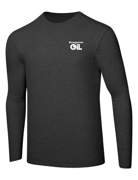 Ring Spun Dark Heather Grey 4.5 oz Long Sleeve T-Shirt w/Bumgarner Oil Logo
