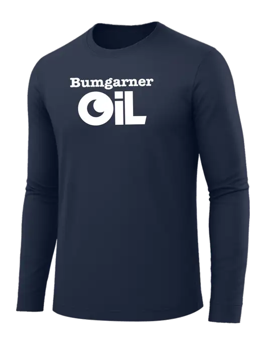 Long Sleeve Navy PosiCharge Competitor Tee w/Bumgarner Oil Logo