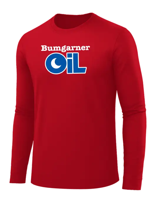 Long Sleeve Red PosiCharge Competitor Tee w/Bumgarner Oil Logo