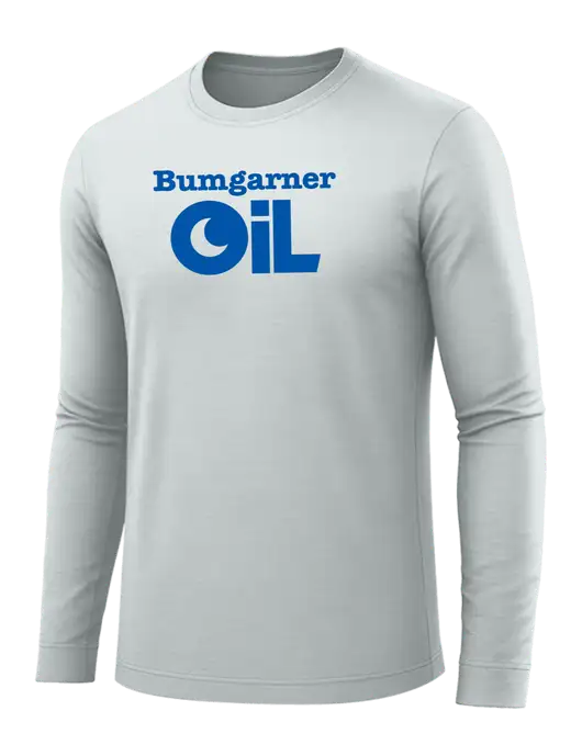 Long Sleeve Light Grey PosiCharge Competitor Tee w/Bumgarner Oil Logo