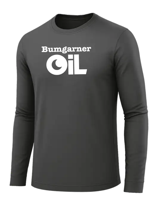 Long Sleeve Dark Grey PosiCharge Competitor Tee w/Bumgarner Oil Logo