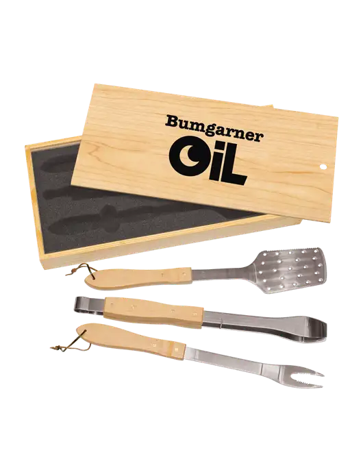 Wood BBQ Gift Set w/Bumgarner Oil Logo