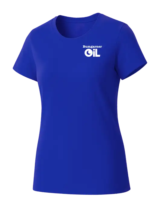 Womens Seriously Soft Royal T-Shirt w/Bumgarner Oil Logo