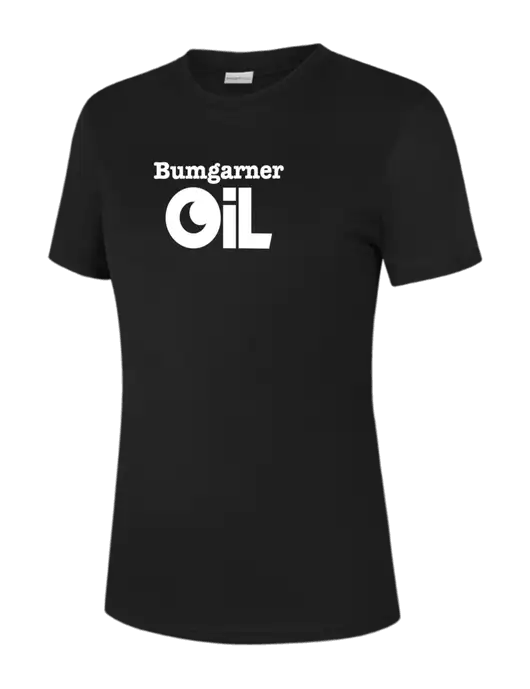  Womens Black PosiCharge Competitor Tee w/Bumgarner Oil Logo