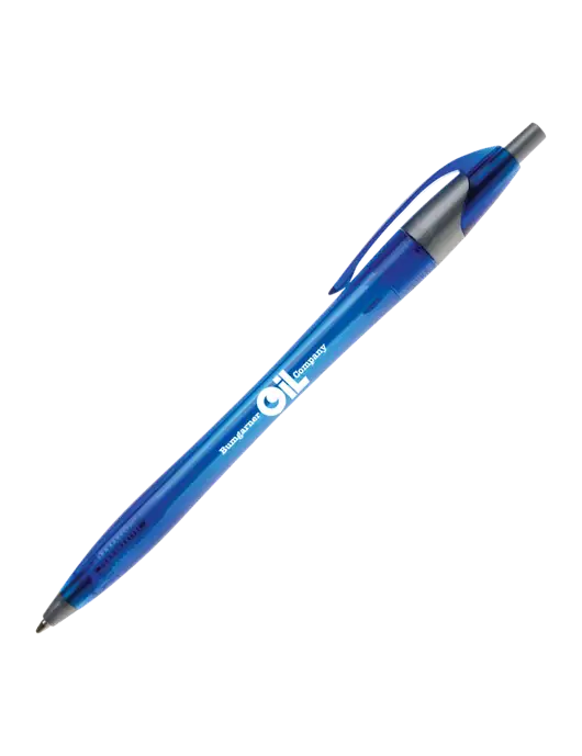 Novella Translucent Blue/Silver Jewel Pen - Blue Ink w/Bumgarner Oil Logo