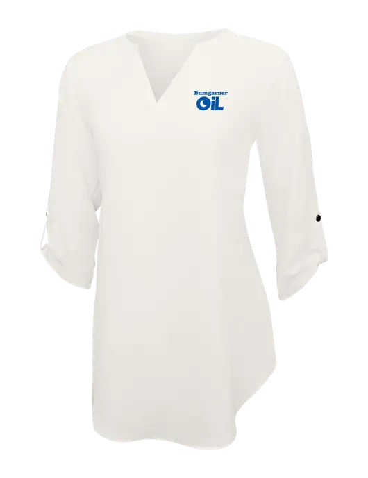 Ivory Womens 3/4 Sleeve Tunic Blouse w/Bumgarner Oil Logo
