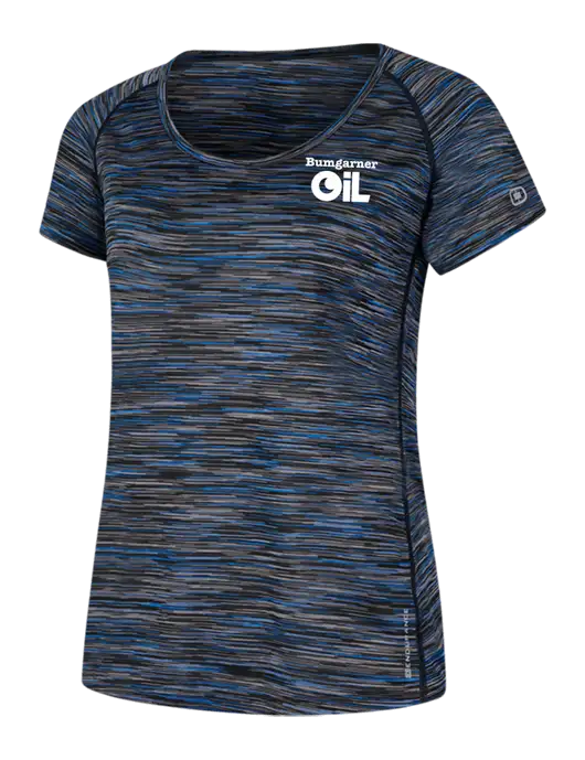 OGIO Womens Black/Royal Space Dye Verge Scoop Neck w/Bumgarner Oil Logo