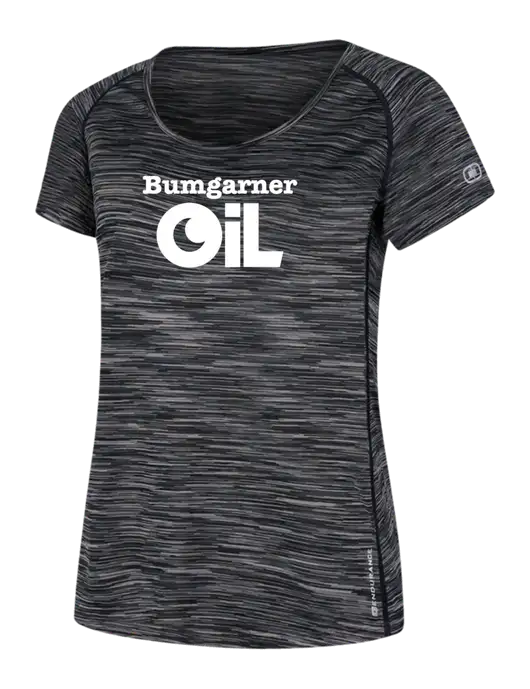 OGIO Womens Black Space Dye Verge Scoop Neck w/Bumgarner Oil Logo