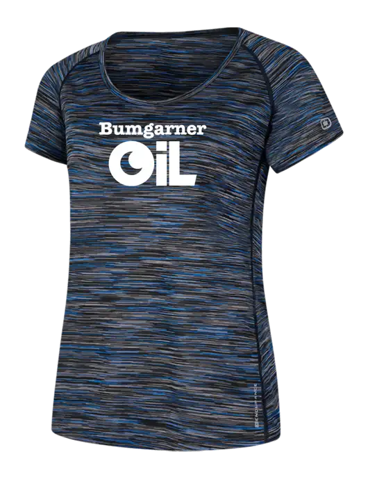 OGIO Womens Black/Royal Space Dye Verge Scoop Neck w/Bumgarner Oil Logo
