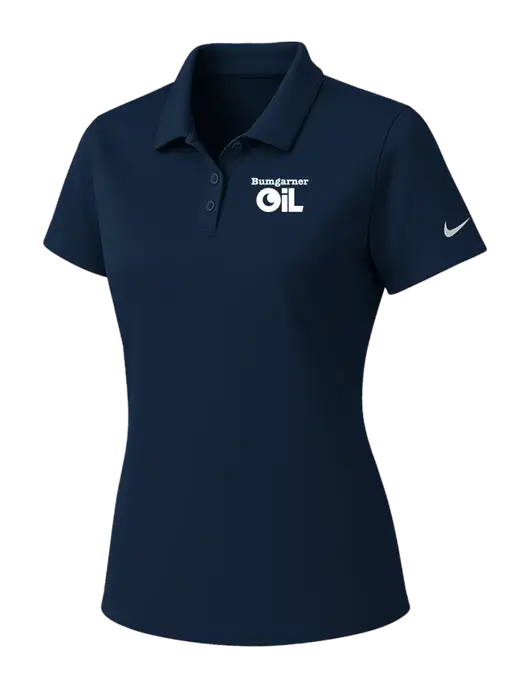 Nike Womens Navy Dry Essential Solid Polo w/Bumgarner Oil Logo
