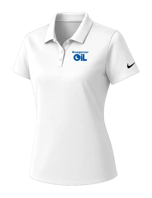 Nike Womens White Dry Essential Solid Polo w/Bumgarner Oil Logo