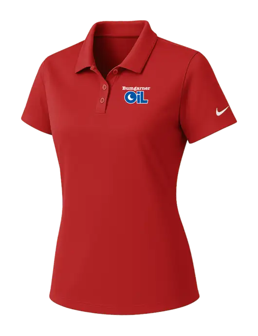 Nike Womens Red Dry Essential Solid Polo w/Bumgarner Oil Logo
