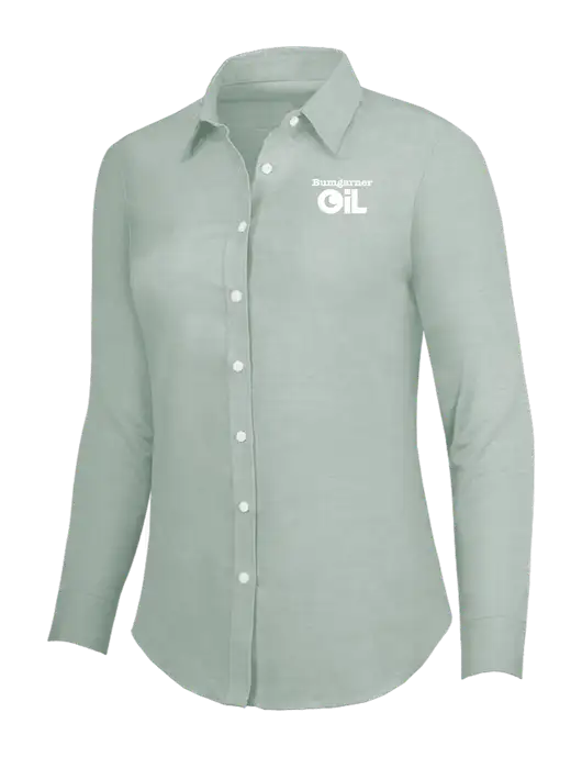 Very Light Green Womens SuperPro Oxford Shirt w/Bumgarner Oil Logo