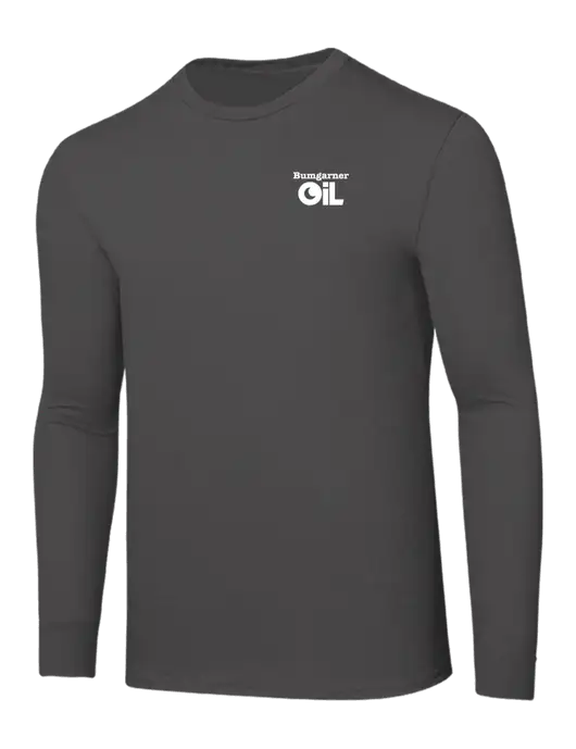 Seriously Soft Dark Grey Long Sleeve T-Shirt w/Bumgarner Oil Logo