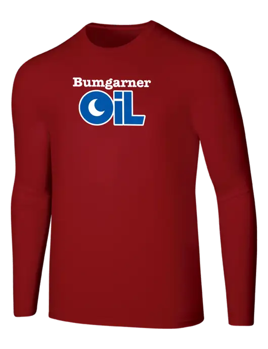 Seriously Soft Red Long Sleeve T-Shirt w/Bumgarner Oil Logo