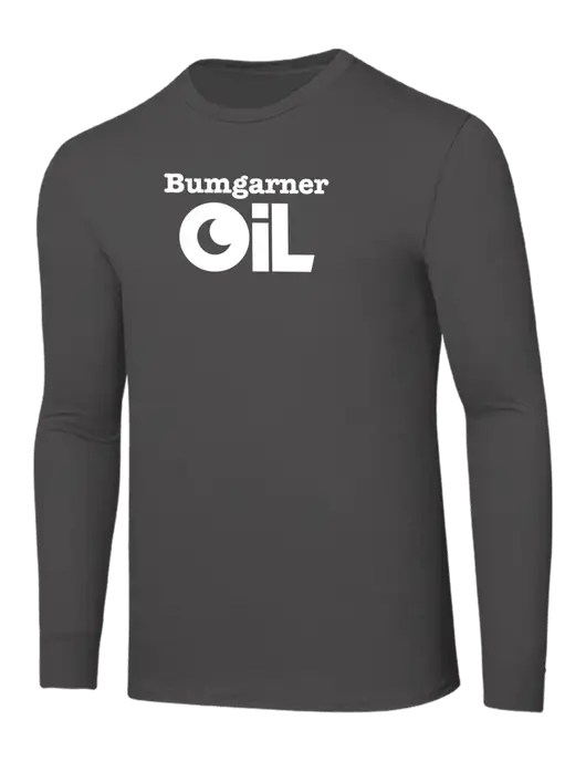 Seriously Soft Dark Grey Long Sleeve T-Shirt w/Bumgarner Oil Logo