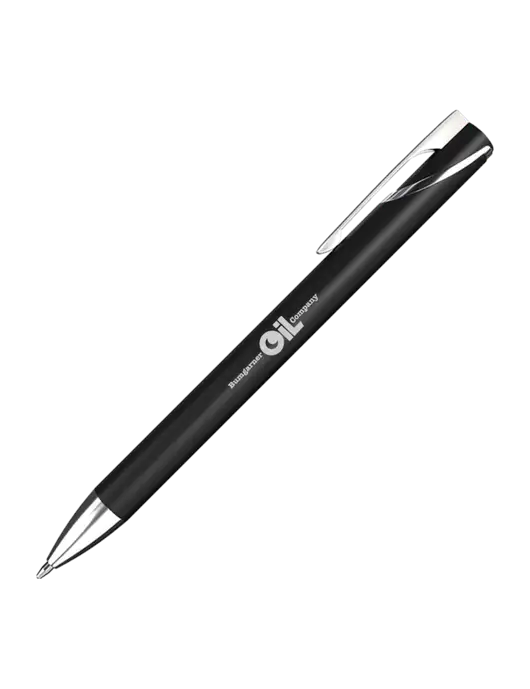 Black/Chrome HyperNova Ballpoint Pen - Black Ink w/Bumgarner Oil Logo