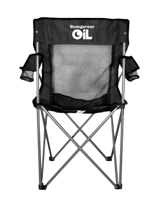 Titan Black/Black Mesh Folding Chair w/Bumgarner Oil Logo