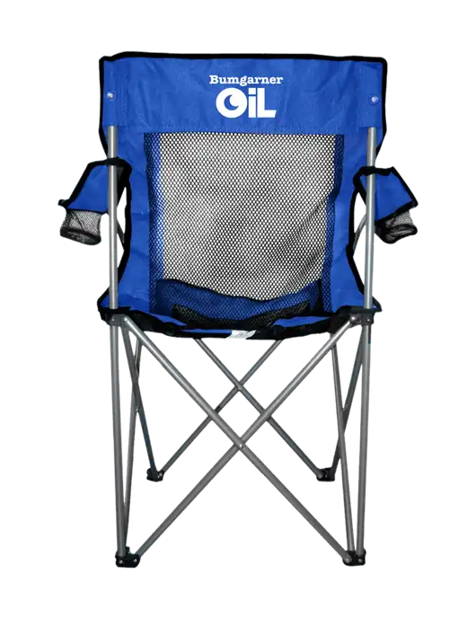 Titan Dark Royal Blue/Black Mesh Folding Chair w/Bumgarner Oil Logo