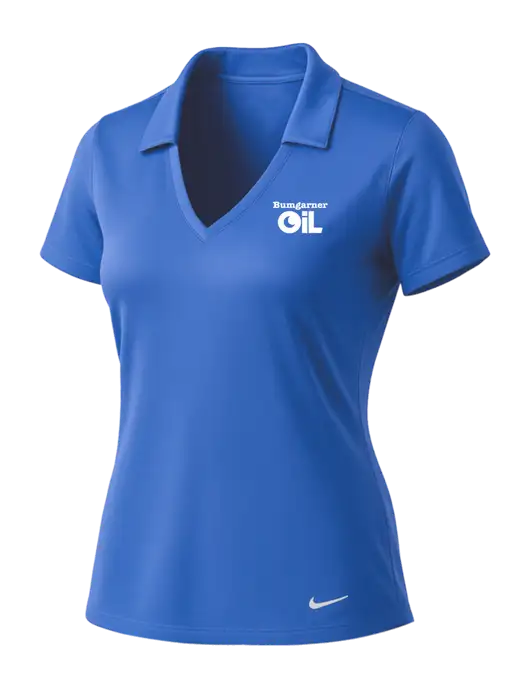 NIKE Light Royal Womens Dri-Fit Vertical Mesh Polo w/Bumgarner Oil Logo