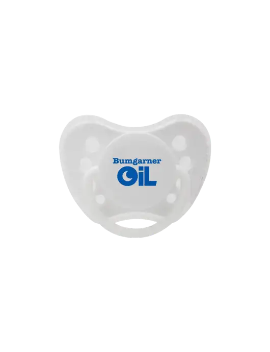 Silicone White Pacifier with Clear Cover w/Bumgarner Oil Logo
