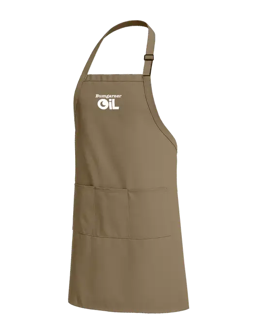 Easy Care Extra Long Bib Dark Tan Apron with Stain Release w/Bumgarner Oil Logo
