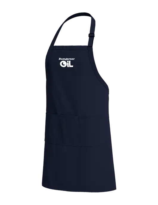 Easy Care Extra Long Bib Navy Apron with Stain Release w/Bumgarner Oil Logo