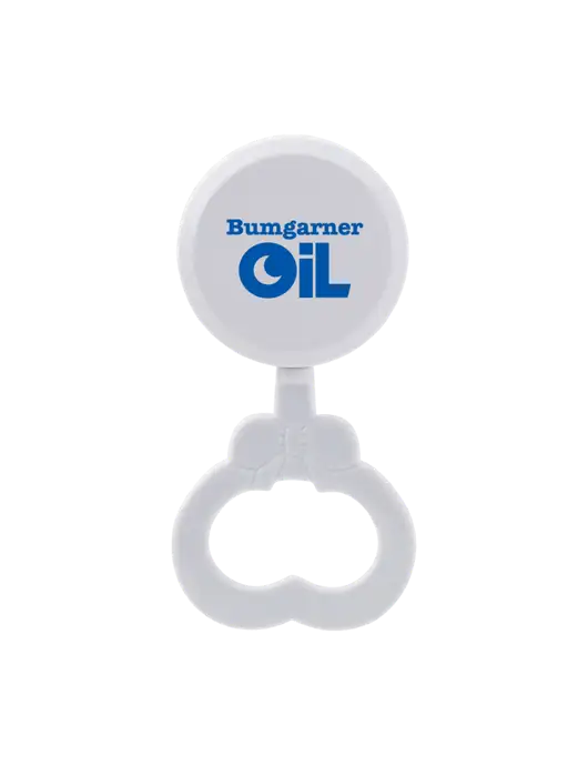 White Baby Rattle w/Bumgarner Oil Logo