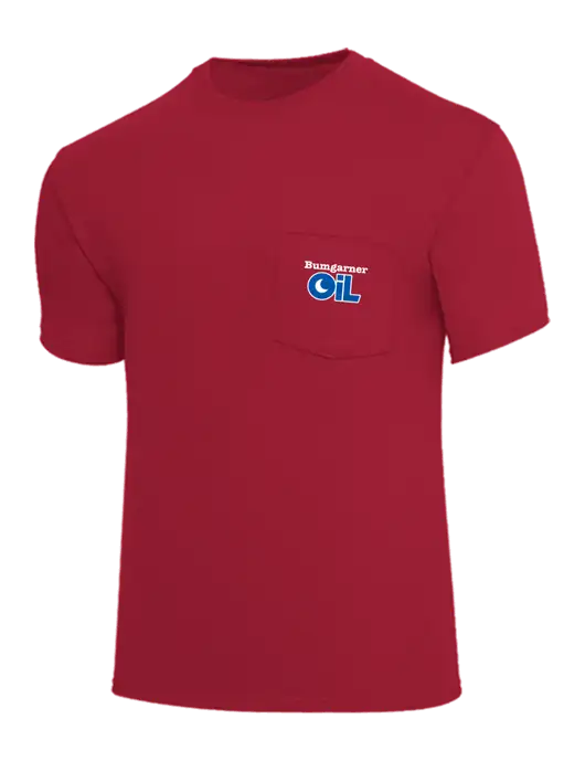 Core Blend Red Pocket T-Shirt w/Bumgarner Oil Logo