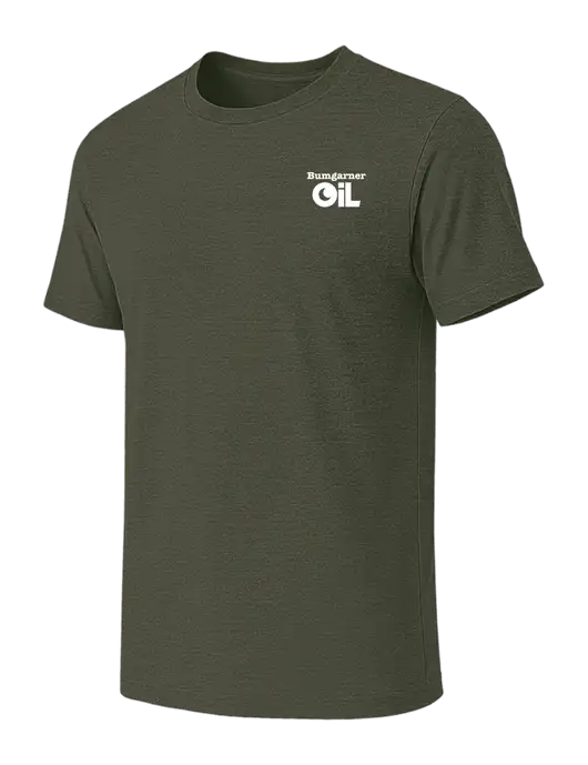 BELLA+CANVAS Heather Dark Military Green CVC Short Sleeve Tee w/Bumgarner Oil Logo