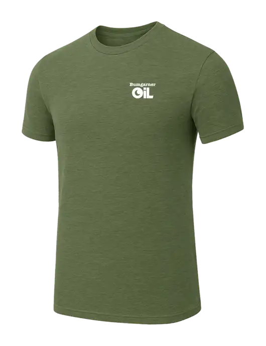 BELLA+CANVAS Military Green Triblend Short Sleeve Tee w/Bumgarner Oil Logo