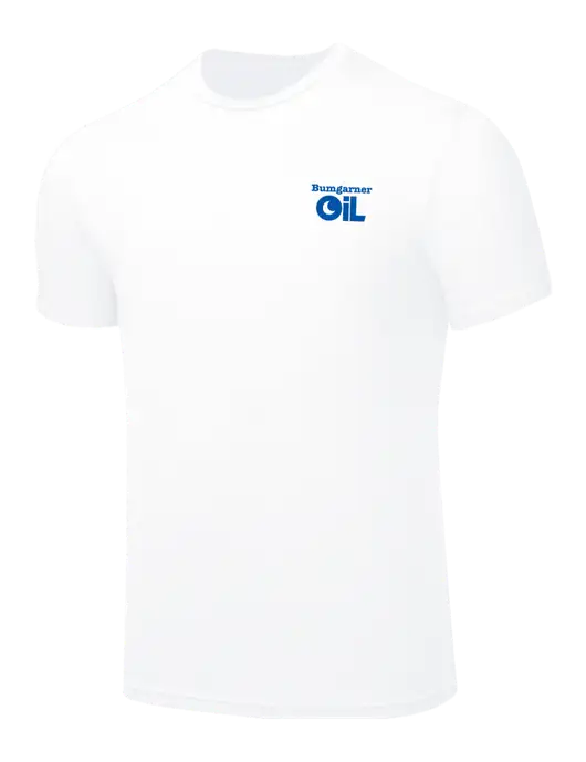 BELLA+CANVAS White Blend CVC Short Sleeve Tee w/Bumgarner Oil Logo