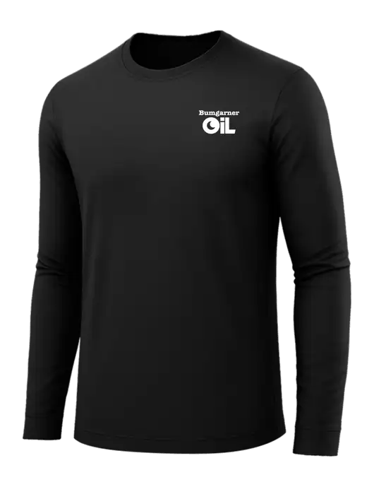 Long Sleeve Black PosiCharge Competitor Tee w/Bumgarner Oil Logo