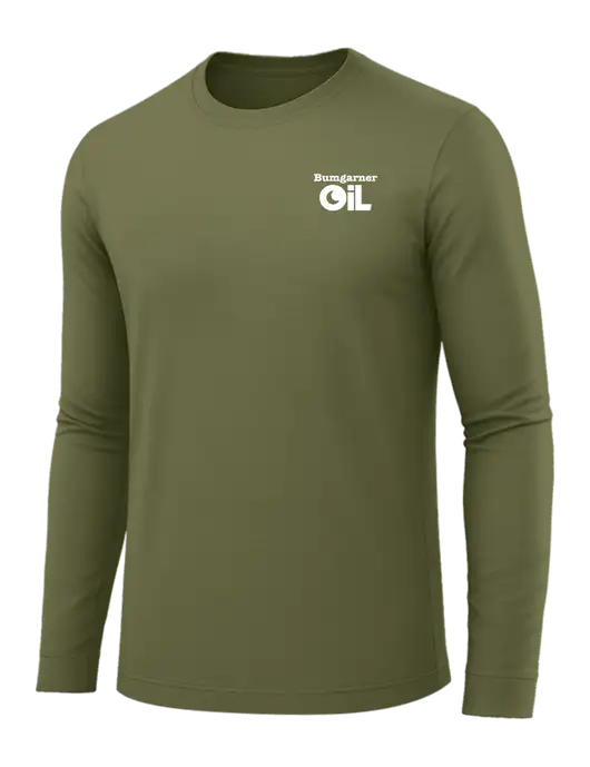 Long Sleeve Light Olive PosiCharge Competitor Tee w/Bumgarner Oil Logo