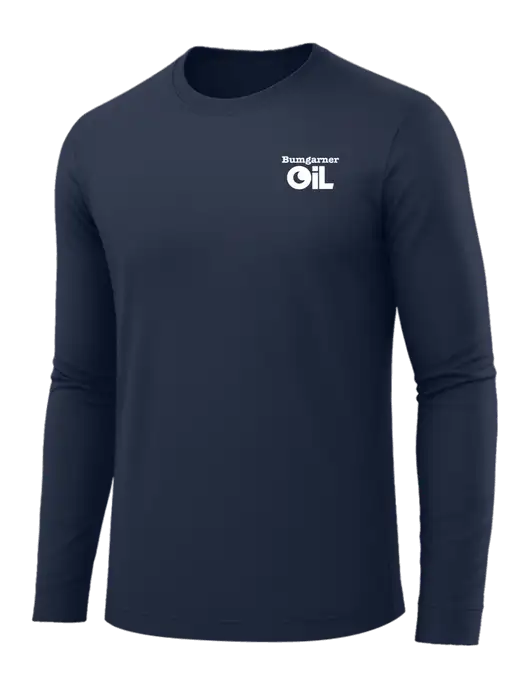 Long Sleeve Navy PosiCharge Competitor Tee w/Bumgarner Oil Logo