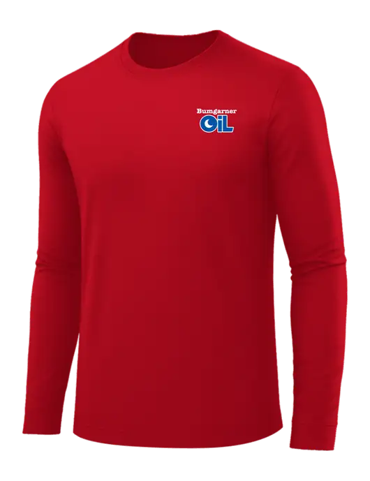 Long Sleeve Red PosiCharge Competitor Tee w/Bumgarner Oil Logo
