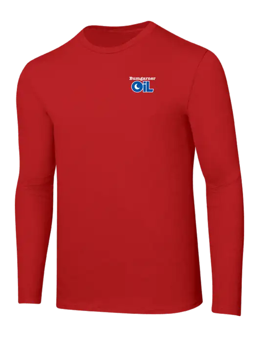 Ring Spun Dark Red 4.5 oz Long Sleeve T-Shirt w/Bumgarner Oil Logo