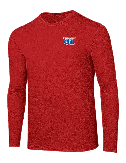 Ring Spun Dark Red 4.5 oz Long Sleeve T-Shirt w/Bumgarner Oil Logo