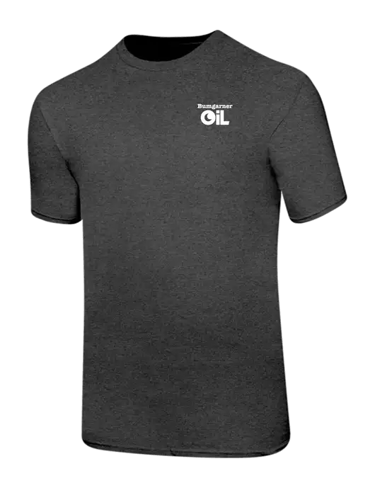 Ring Spun Dark Heather Grey 4.5 oz T-Shirt w/Bumgarner Oil Logo