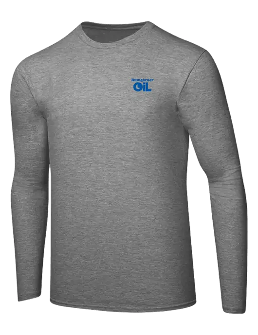 Ring Spun Light Heather Grey 4.5 oz Long Sleeve T-Shirt w/Bumgarner Oil Logo