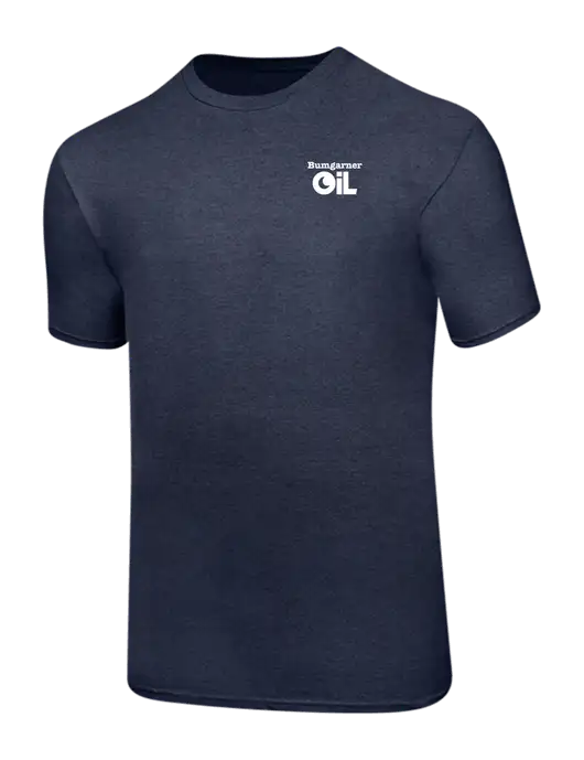 Ring Spun Heather Navy 4.5 oz T-Shirt w/Bumgarner Oil Logo