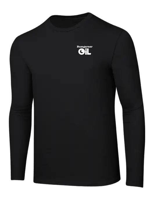 Ring Spun Jet Black 4.5 oz Long Sleeve T-Shirt w/Bumgarner Oil Logo