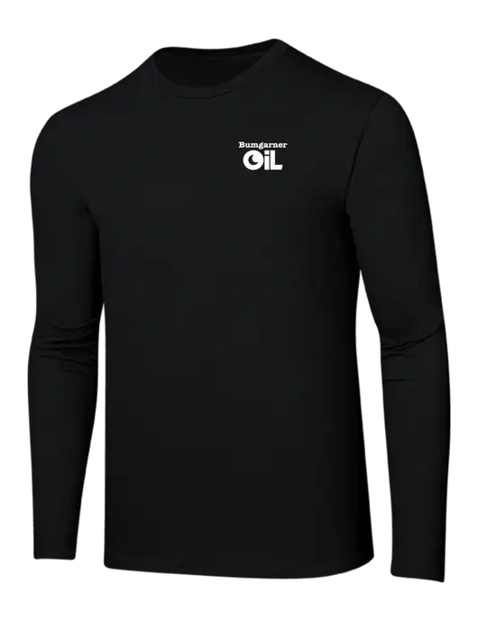 Ring Spun Jet Black 4.5 oz Long Sleeve T-Shirt w/Bumgarner Oil Logo