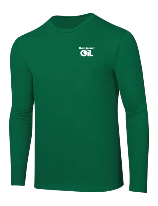 Ring Spun Kelly Green 4.5 oz Long Sleeve T-Shirt w/Bumgarner Oil Logo