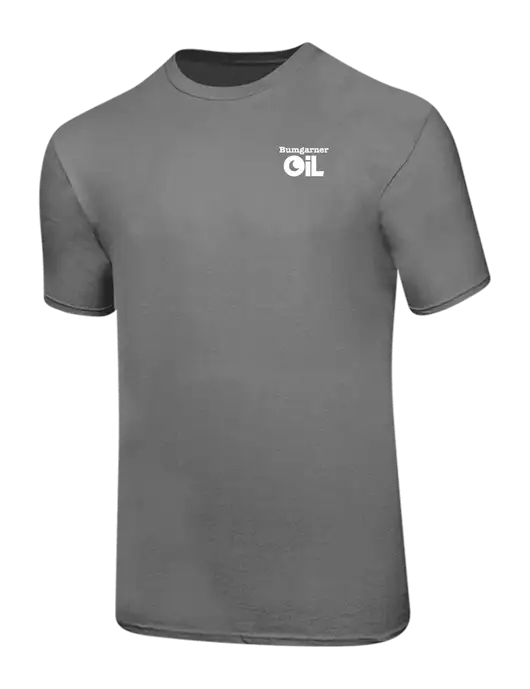 Ring Spun Medium Grey 4.5 oz T-Shirt w/Bumgarner Oil Logo