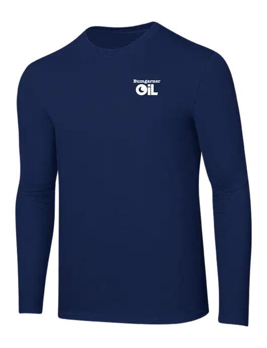 Ring Spun Navy 4.5 oz Long Sleeve T-Shirt w/Bumgarner Oil Logo